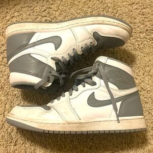 High top grey and white jordans bought from goat so are real in good condition